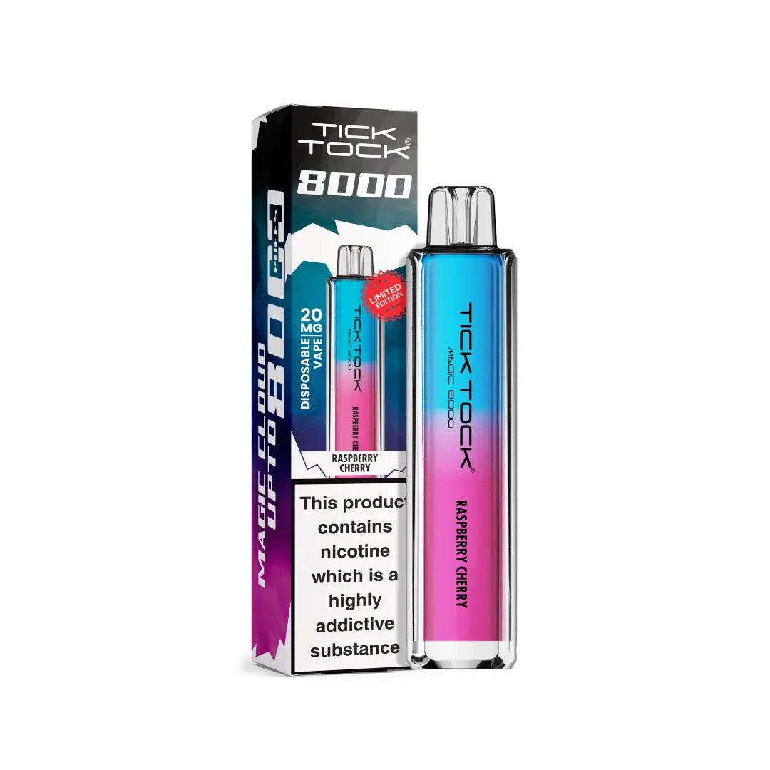 Tick Tock 8000 Magic Vape Kit in Raspberry Cherry Flavour