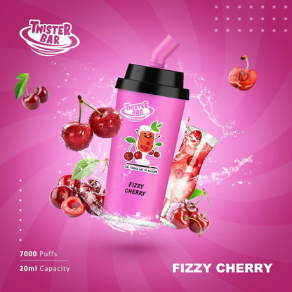 Twister Bar 7000 Puff Prefilled Vape Pod Kit Box of 10, Fizzy Cherry Flavour