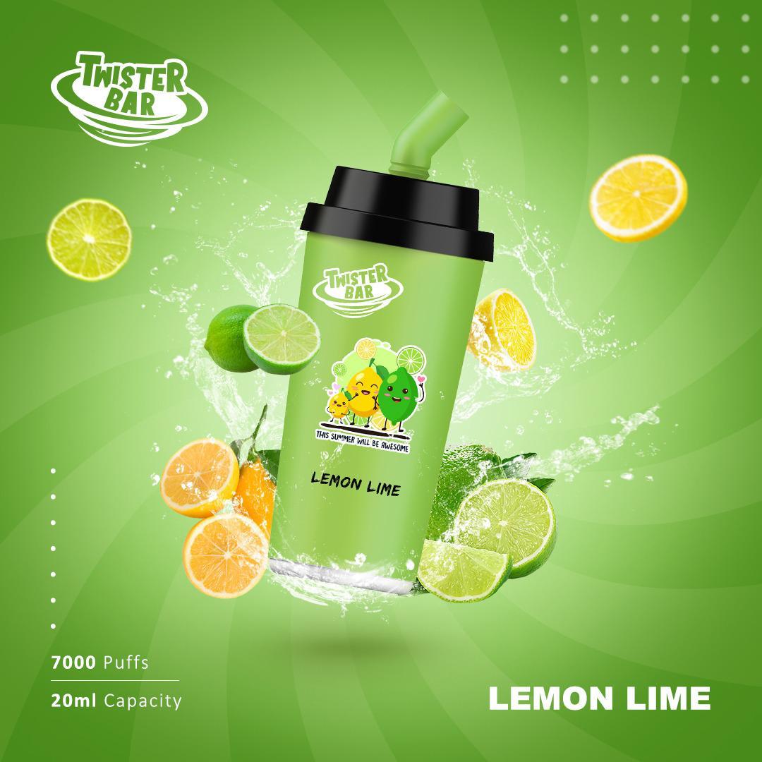 Twister Bar 7000 Puff Prefilled Vape Pod Kit Box of 10, Lemon Lime Flavour