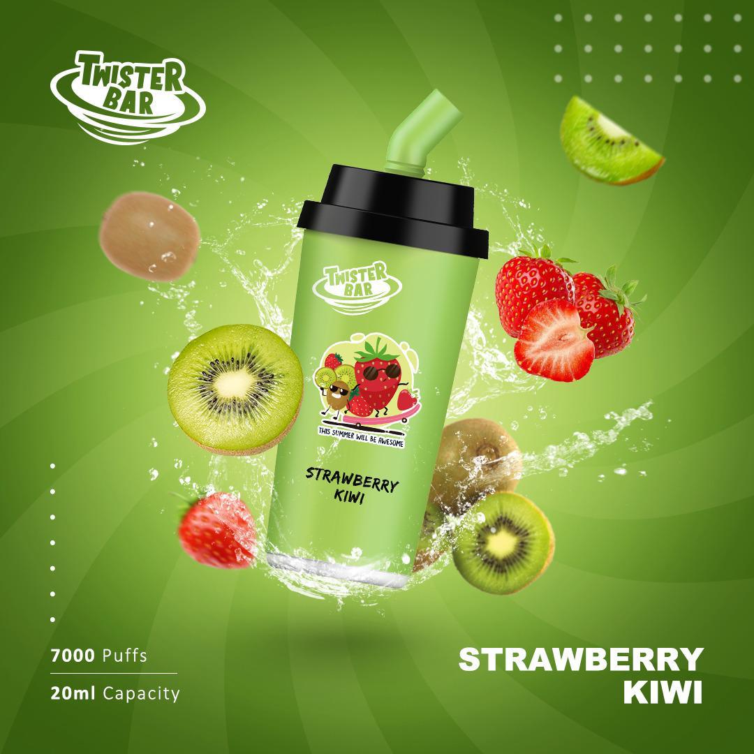 Twister Bar 7000 Puff Prefilled Vape Pod Kit Box of 10, Strawberry Kiwi Flavour