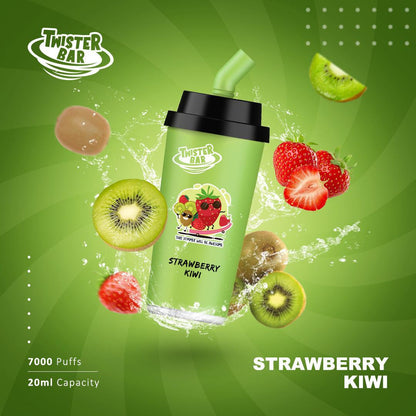Twister Bar 7000 Puff Prefilled Vape Pod Kit Box of 10, Strawberry Kiwi Flavour