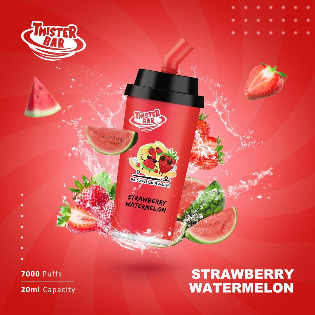 Twister Bar 7000 Puff Prefilled Vape Pod Kit Box of 10, Strawberry Watermelon Flavour