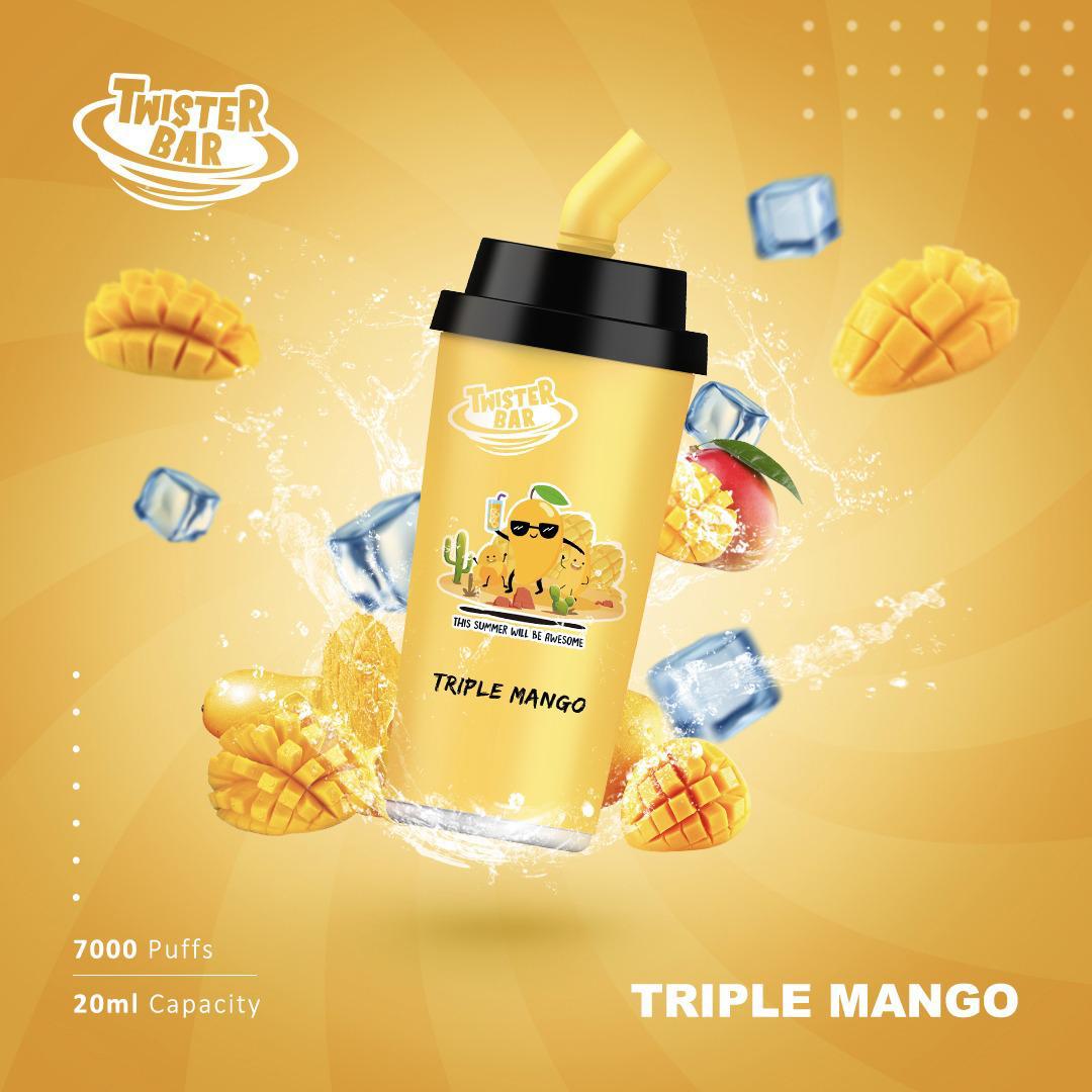 Twister Bar 7000 Puff Prefilled Vape Pod Kit Box of 10, Triple Mango Flavour