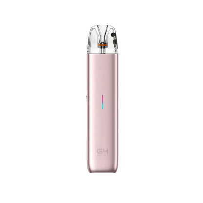 G4 Mini pod vape kit in Bright Pink with a transparent top mouthpiece, visible coil, and a vertical LED indicator on the front