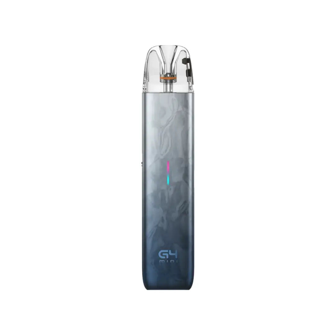 G4 Mini pod vape kit in Dusty Dingo with a transparent top mouthpiece, visible coil, and a vertical LED indicator on the front