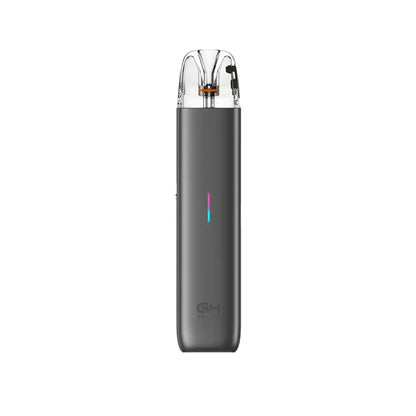 G4 Mini pod vape kit in Night Black with a transparent top mouthpiece, visible coil, and a vertical LED indicator on the front