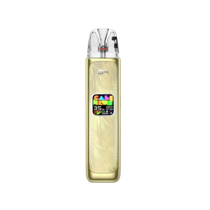 Uwell Caliburn G4 Pod Vape Kit in Sahara Gold Colour Displaying a colourful screen -  Perfect for nic salt e-liquids