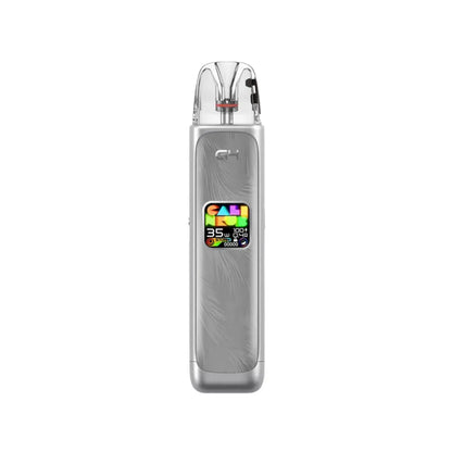 Uwell Caliburn G4 Pod Vape Kit in Twilight Silver Colour Displaying a colourful screen -  Perfect for nic salt e-liquids