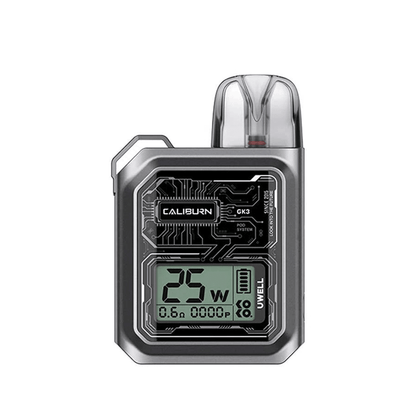 Uwell Caliburn GK3 Pod vape Kit in Silver Perfect for Nic Salts 