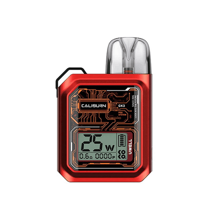 Uwell Caliburn GK3 Pod vape Kit in red perfect for Nic Salt E-Liquids 