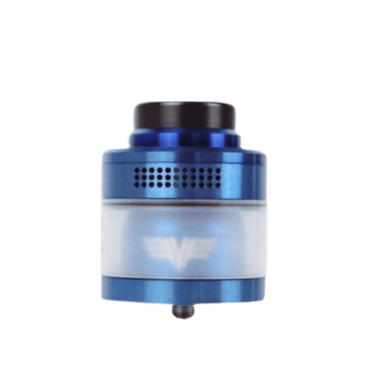 Blue Valkyrie XL RTA with black drip tip, showcasing new colours.