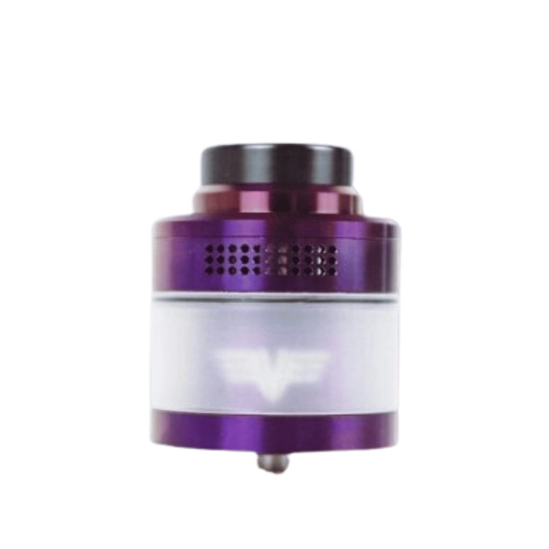 Purple Valkyrie XL RTA vape tank on a white background.