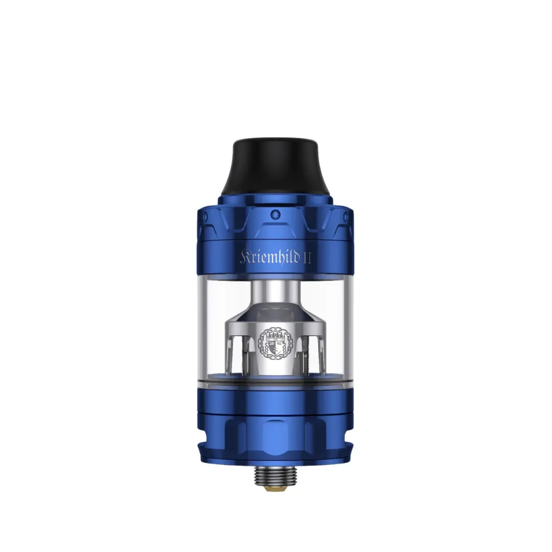 Vapefly Kriemhild II Sub-Ohm Tank blue version with clear glass tube and 510 threading