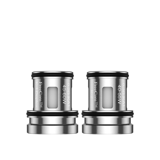Vapefly Kriemhild II FreeCore mesh coils, silver, 45-55W and 40-55W, side by side.