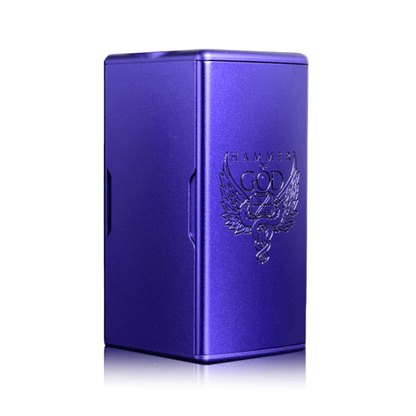 Purple Vaperz Cloud Hammer of God 400W box mod with etched logo on the side.