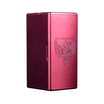 Red Vaperz Cloud Hammer of God 400W box mod with logo on front.