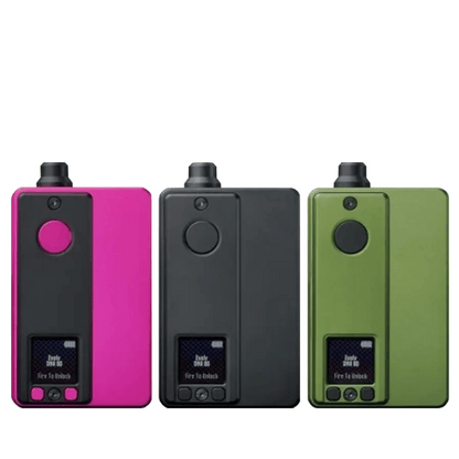 Three Vaperz Cloud x Gerobak SAN AIO DNA80C Boro Kits in pink, black, and green.
