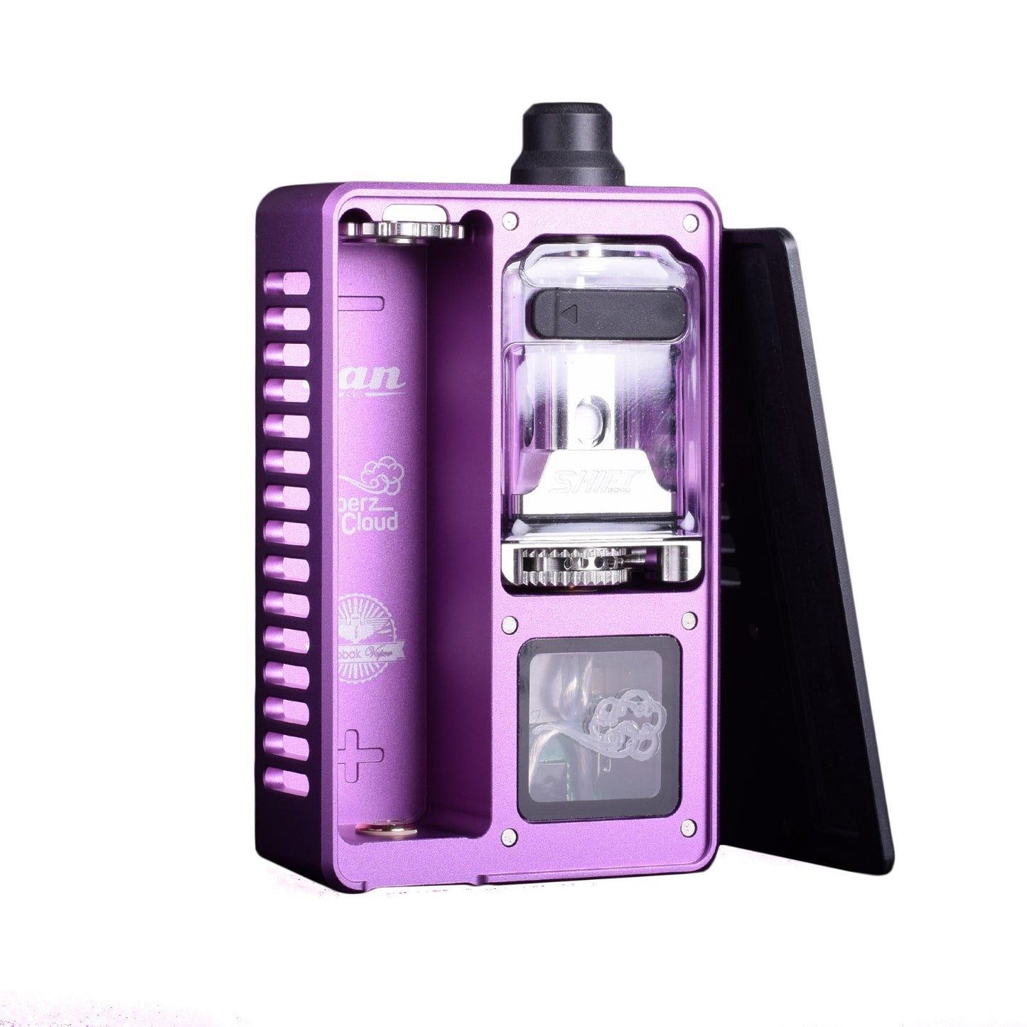 Vaperz Cloud x Gerobak San AIO DNA80C in plum purple, showcasing its sleek design.