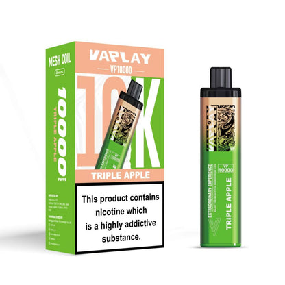 Vaplay VP10000 Prefilled Pod Vape Kit Box of 5, Triple Apple Flavour