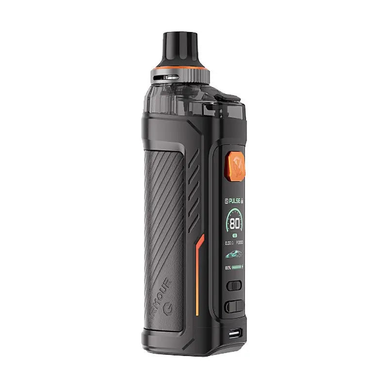 Vaporesso Armour G Pod Vape Kit in black, featuring a digital display and textured grip.