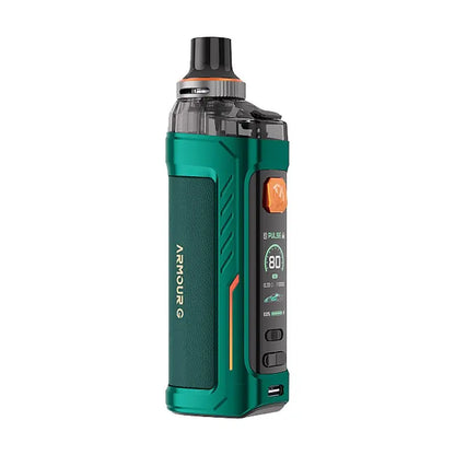 Vaporesso Armour G Pod Vape Kit in green with display and branding visible.
