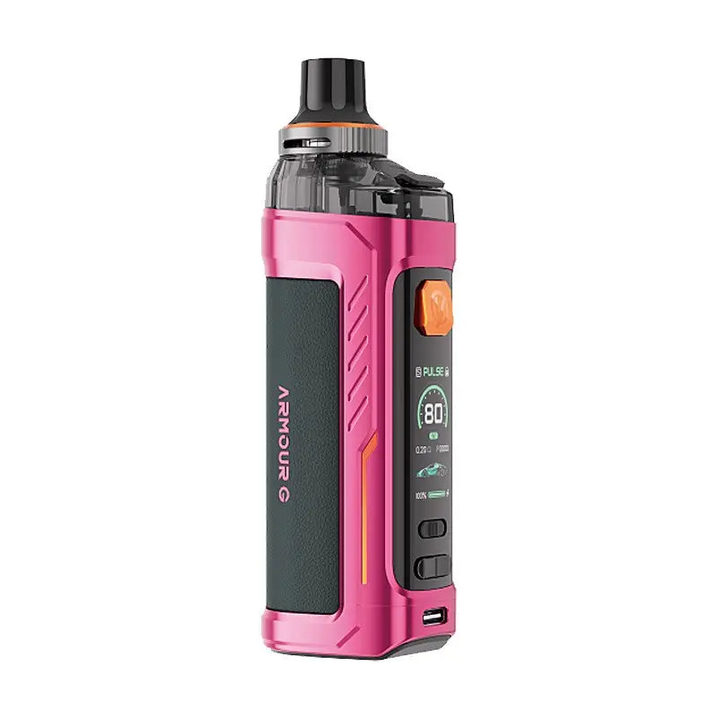 Pink Vaporesso Armour G Pod Vape Kit with display and ergonomic design.