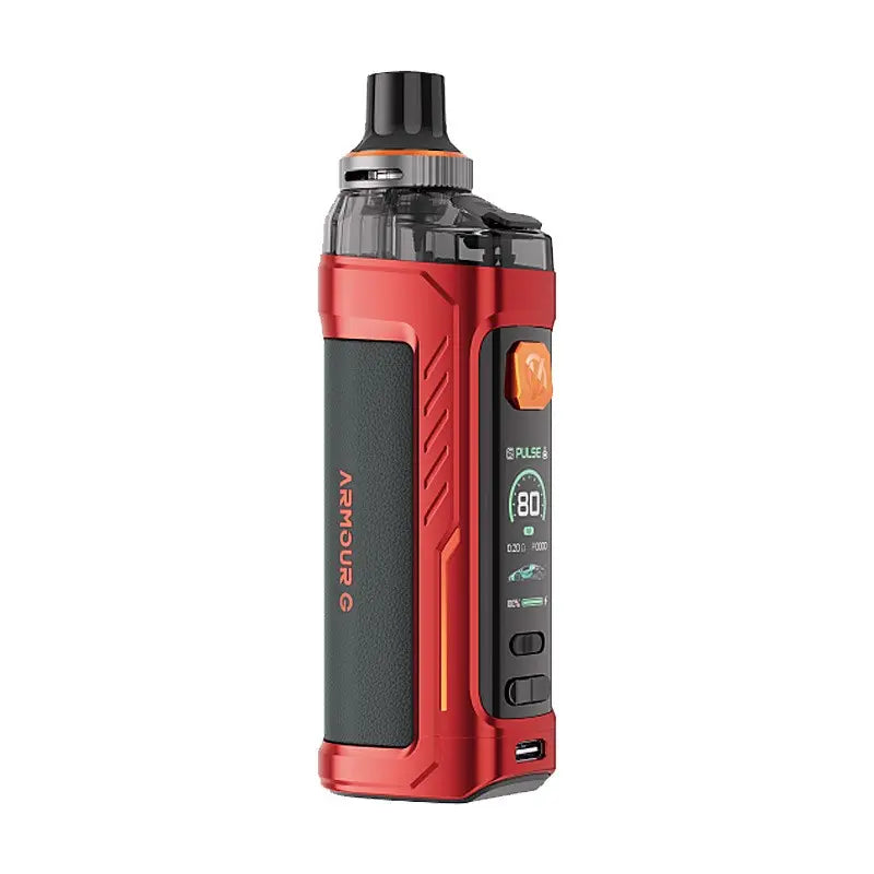 Vaporesso Armour G Pod Vape Kit in red, featuring a sleek design and digital display.