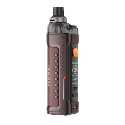 Vaporesso Armour GS Pod Vape Kit in brown, featuring a sleek design with control buttons.