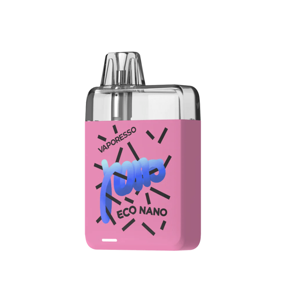 Vaporesso Eco Nano Pod Kit in pink with bold blue logo design.