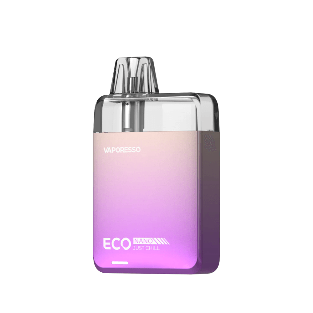 Vaporesso Eco Nano Pod Kit in gradient purple and pink, displayed on a white background.