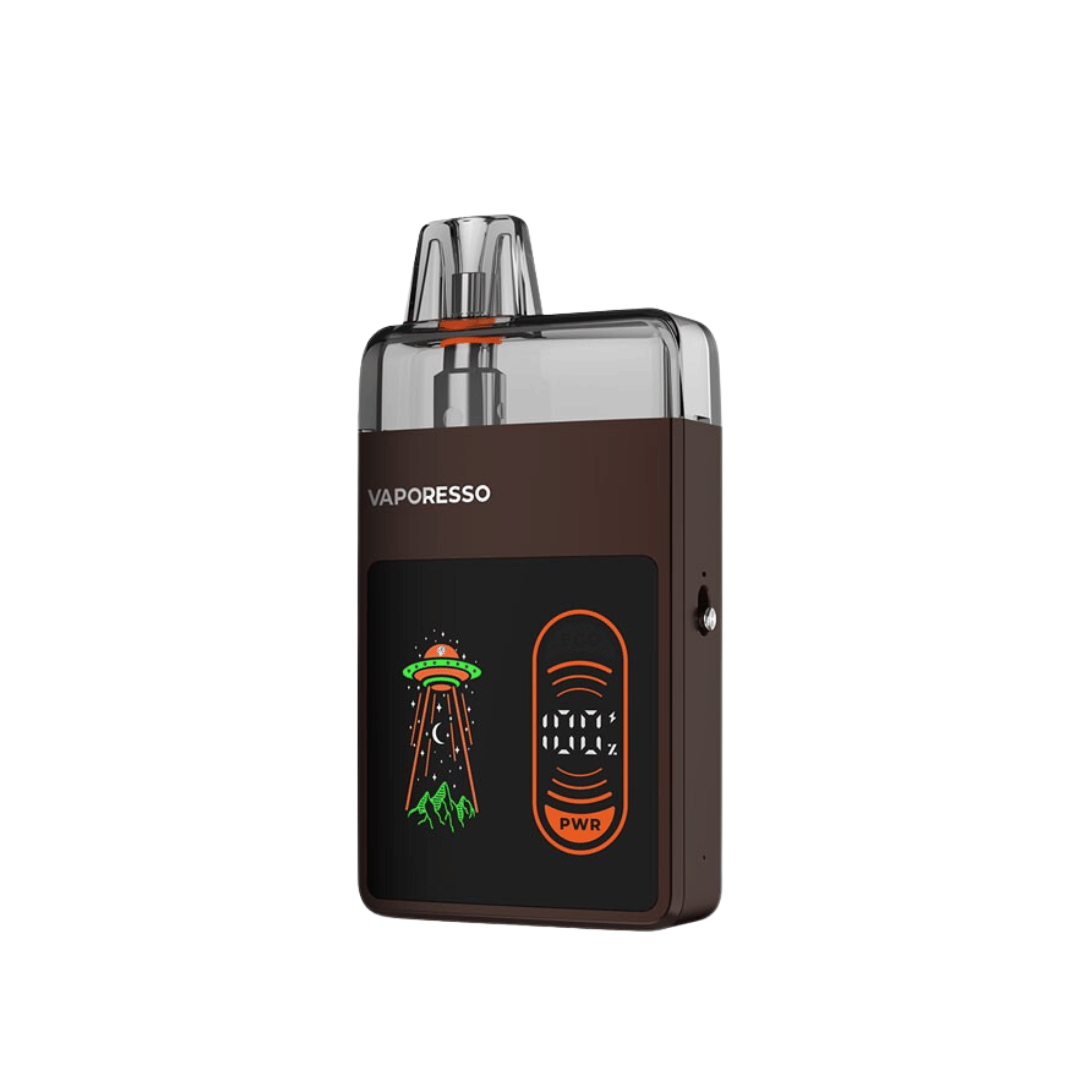 Vaporesso Eco Nano Pro Pod Kit in brown with UFO design on display.