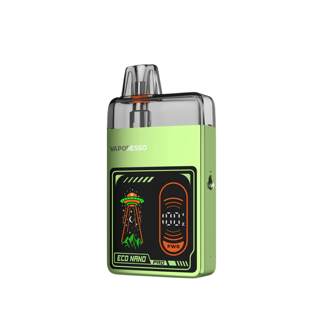 Vaporesso Eco Nano Pro Pod Kit in emerald green with UFO design on the front.