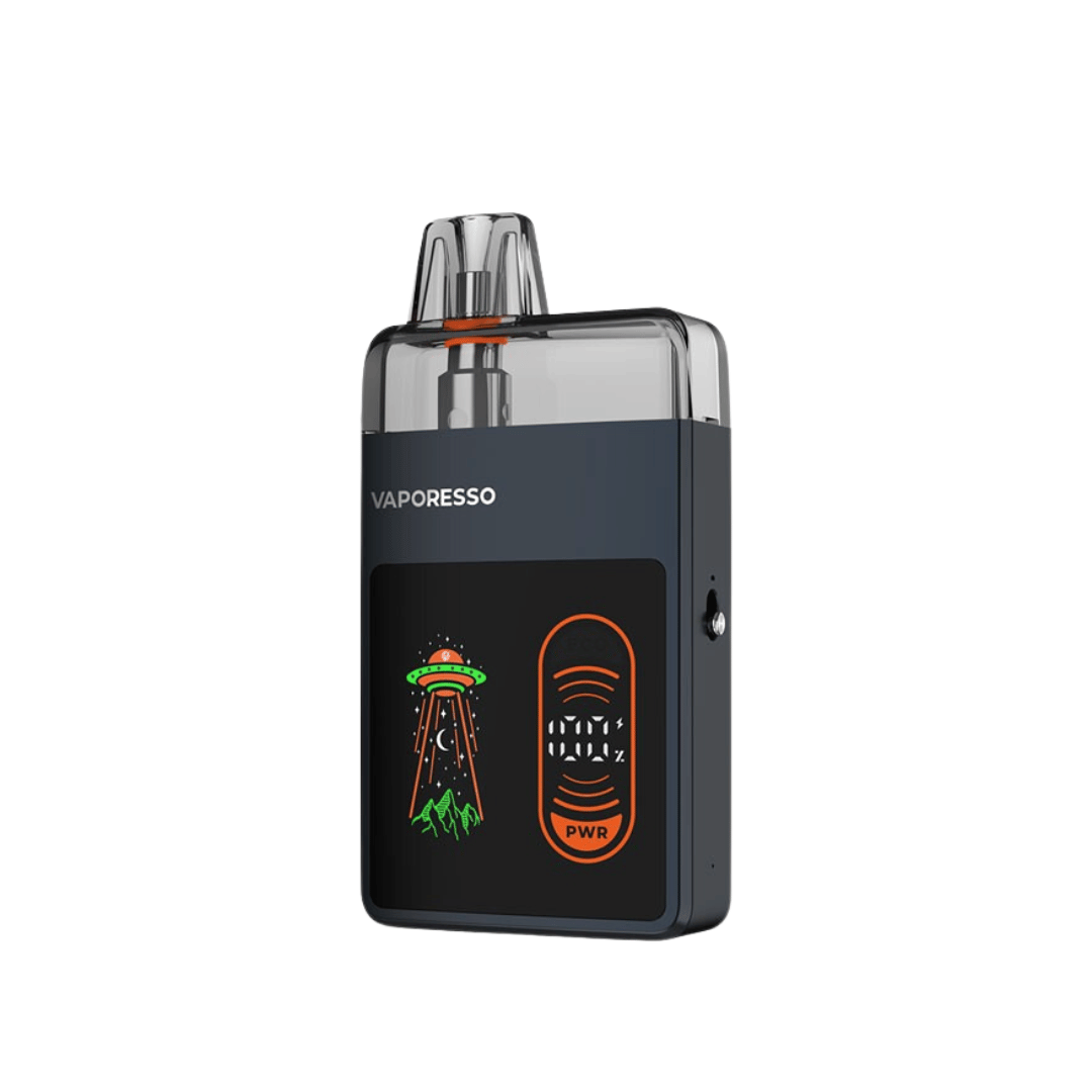 Vaporesso Eco Nano Pro Pod Kit in gunmetal, featuring a sleek design with an orange UFO graphic.