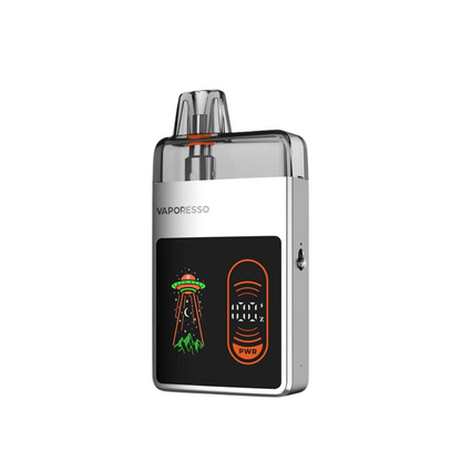 Vaporesso Eco Nano Pro Pod Kit in silver, featuring a futuristic design with power button.