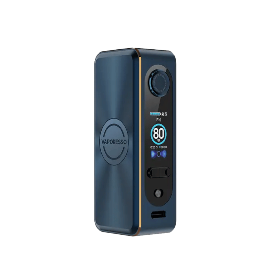 Vaporesso Gen SE box mod in storm blue, featuring a digital display and sleek design.