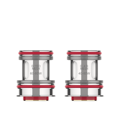Vaporesso GTR replacement coils, 0.15Ω and 0.4Ω mesh, shown against a white background.