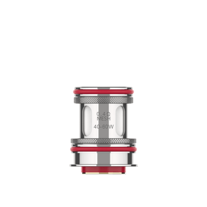 Vaporesso GTR replacement coil, 0.4Ω mesh, 40-60W, silver with red accents, on white background.