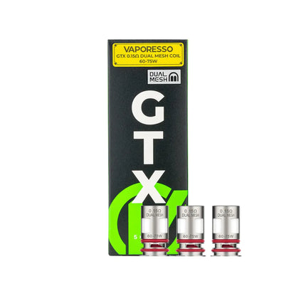 Three Vaporesso GTX Replacement Dual Mesh Coils 0.15 ohm.