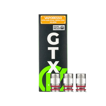 Three Vaporesso GTX Replacement Dual Mesh Coils 0.2 ohm.