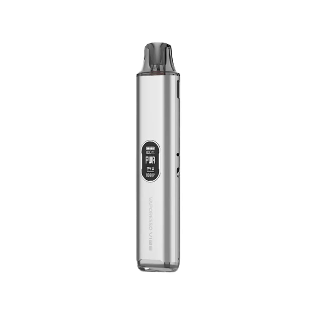 Vaporesso Vibe Pod Vape Kit Silver Colour perfect for nic salt juice great for beginner and advanced vapers 