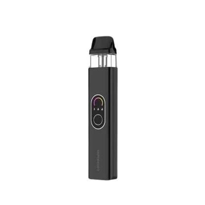 Vaporesso XROS 4 Pod Kit in black, featuring a sleek design with a central button.
