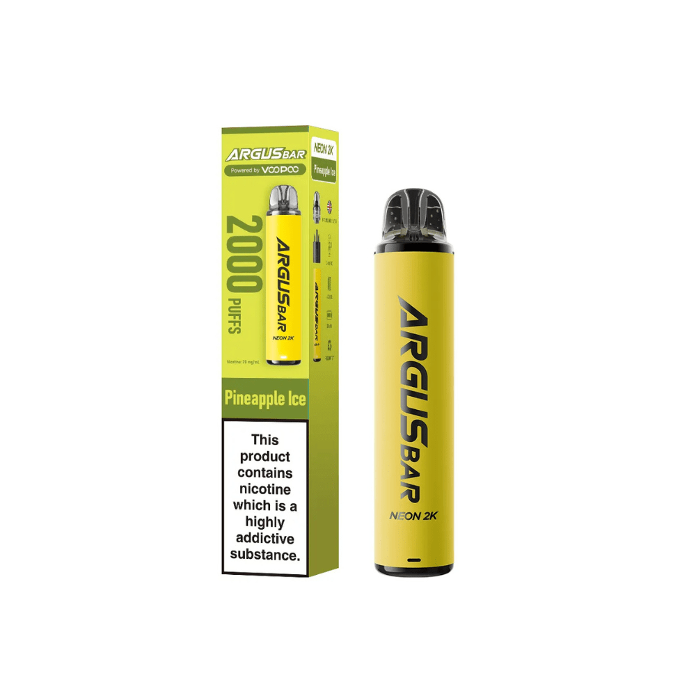 Voopoo Argus Bar Neon 2K Prefilled Kit Box of 10, Pineapple Ice Flavour