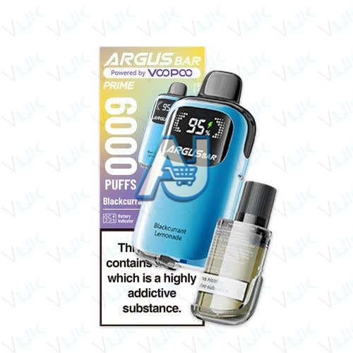 VooPoo Argus Bar Prime Perfilled Vape Kit, Blackcurrant Lemonade Flavor