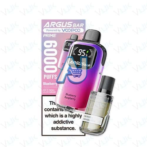 VooPoo Argus Bar Prime Perfilled Vape Kit, Blueberry Raspberry Flavor