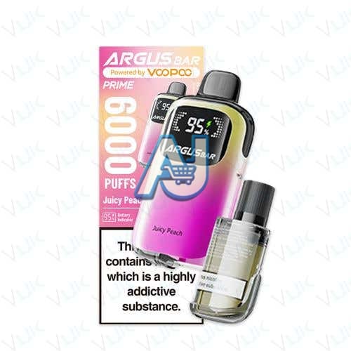 VooPoo Argus Bar Prime Perfilled Vape Kit, Juicy Peach Flavor