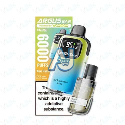 VooPoo Argus Bar Prime Perfilled Vape Kit, Kiwi Passion Fruit Flavor