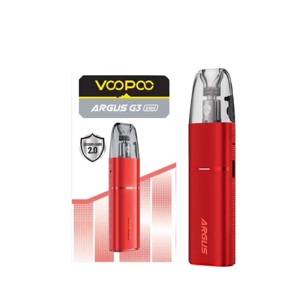 VooPoo ARGUS G3 Mini refillable pod vape kit featuring Scarlet Red Colour 