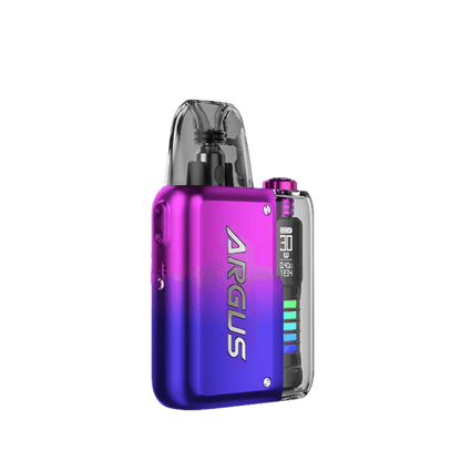 Voopoo Argus P2 Pod Vape Kit in vibrant purple and blue gradient design.