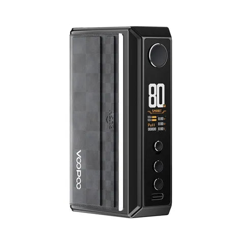 VooPoo Drag 5 Box Mod in black with digital display showing 80 watts.