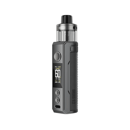 Voopoo Drag S2 Pod Kit in grey with display and buttons, e-cigarette device.